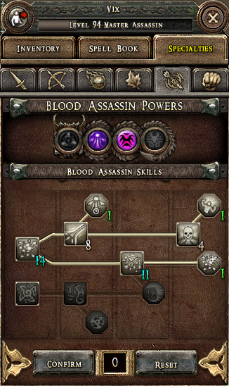 Ranged Blood Assassin Skills